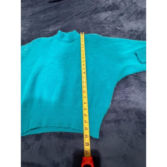 Rafaella Teal Green Crew Neck Dolman Sleeves Ribbed Pullover Sweater Large - Picture 4 of 5